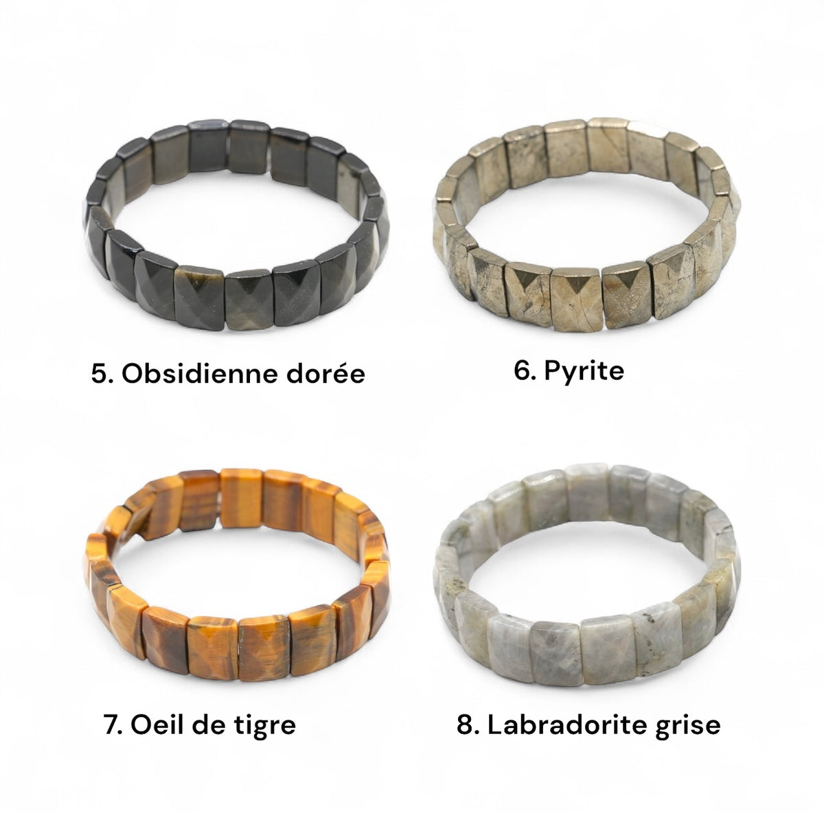 Bracelet à 2 trous facetté AA+ 11x15 mm rectangulaire (26 pierres disponibles) #6 NEW