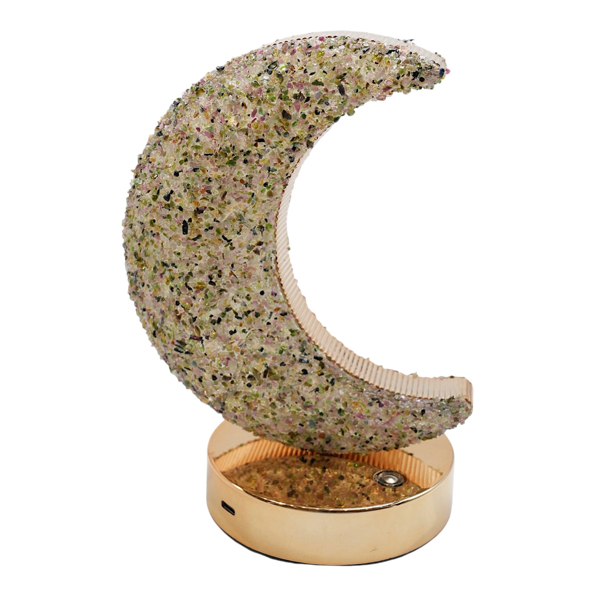 Lampe Lune en Tourmaline multicolore 21x14 cm – Rechargeable & Tactile