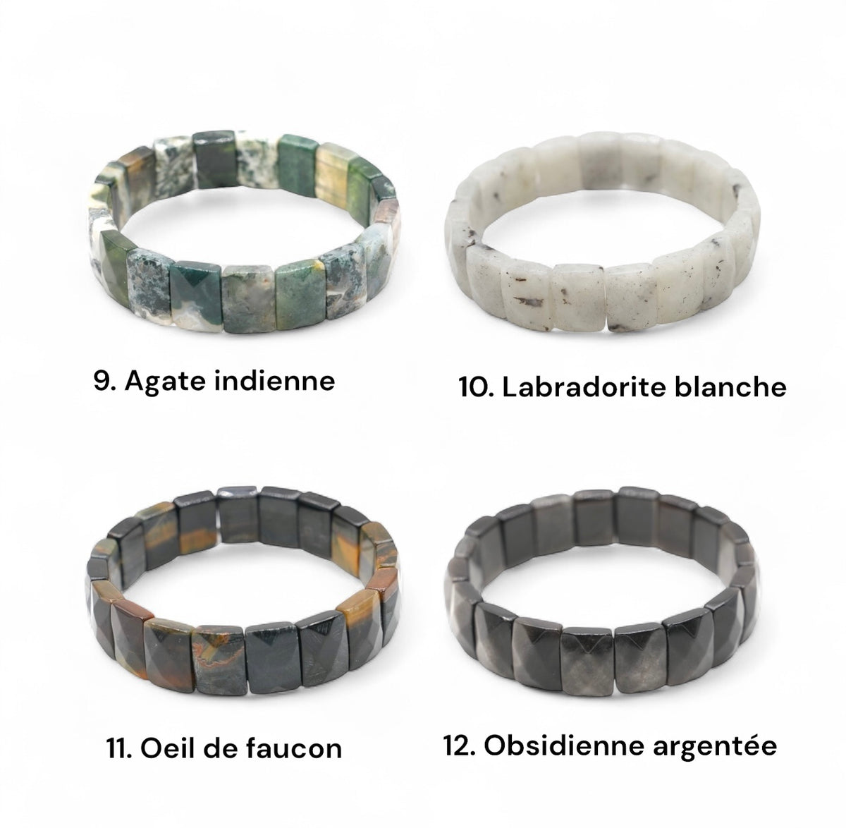 Bracelet à 2 trous facetté AA+ 11x15 mm rectangulaire (26 pierres disponibles) #6 NEW