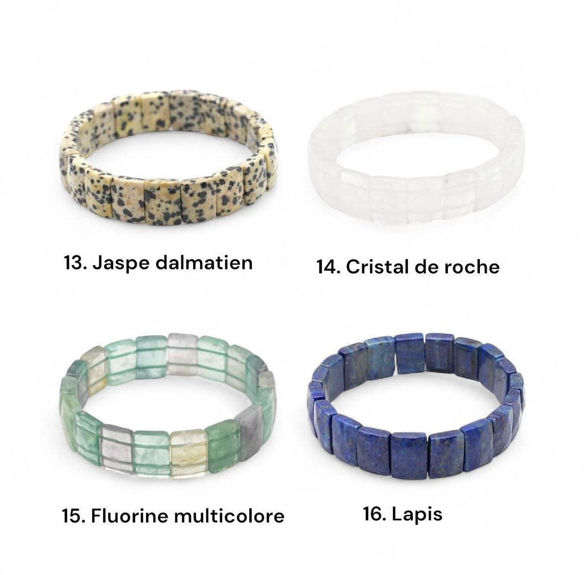 Bracelet à 2 trous facetté AA+ 11x15 mm rectangulaire (26 pierres disponibles) #6 NEW