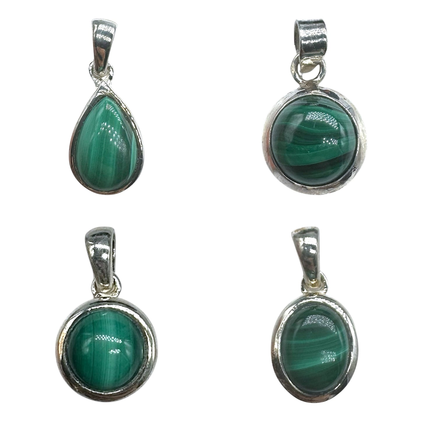 Pendentif Argent 925 & malachite - Foliesbijoux