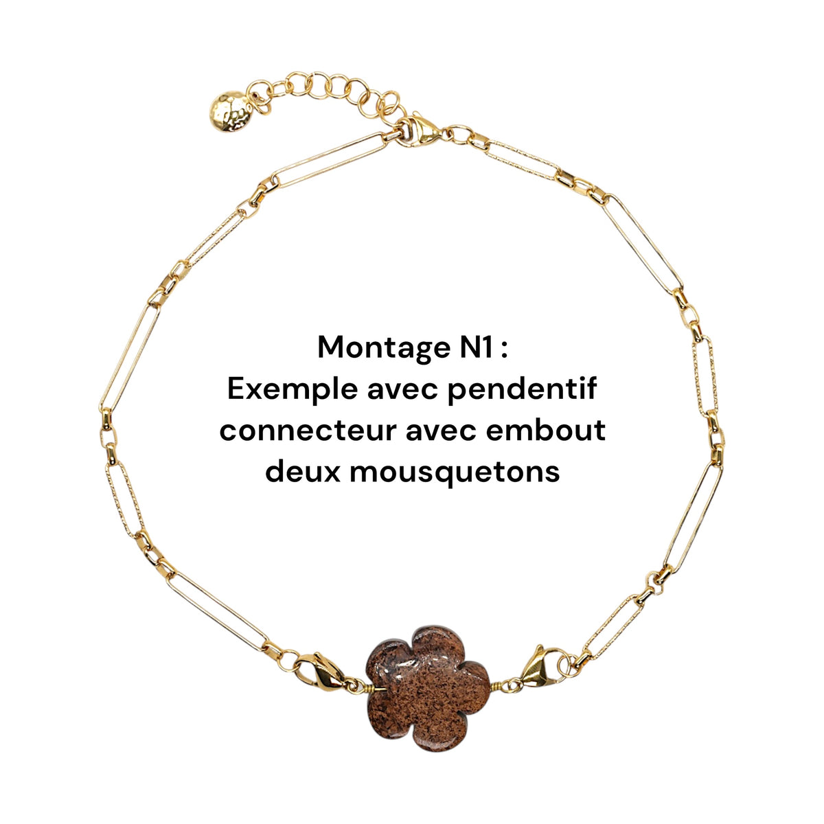 Chaîne de collier en acier inoxydable dorée personnalisable (référence CHD-13) (pendentif mousquetons et anneaux connecteurs non inclus)