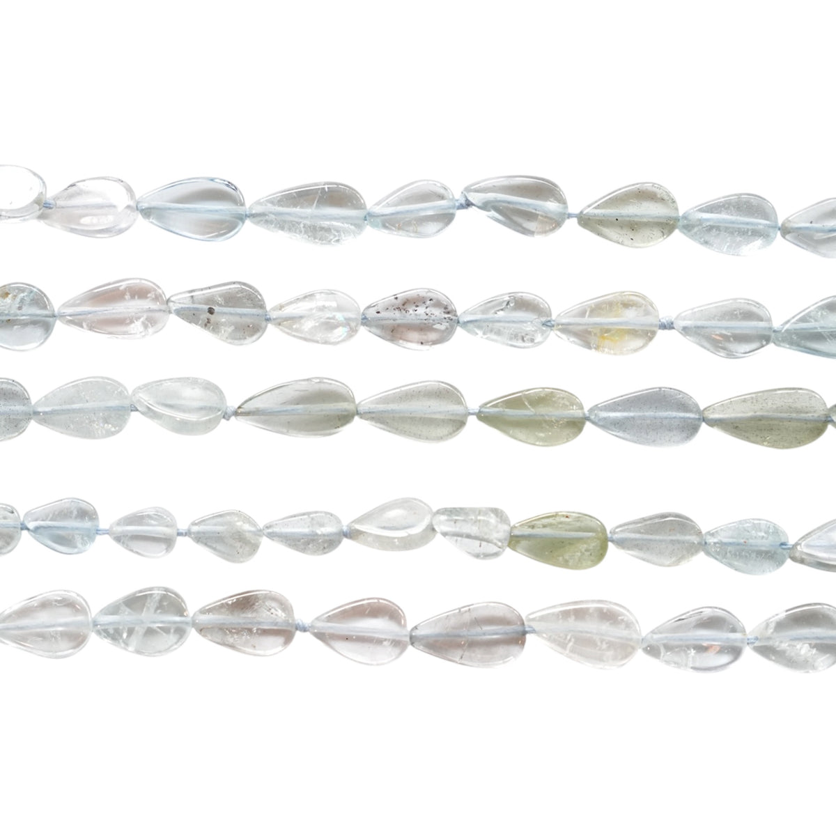 Fil de perle forme libre Aigue marine 6x11 mm (référence 90)