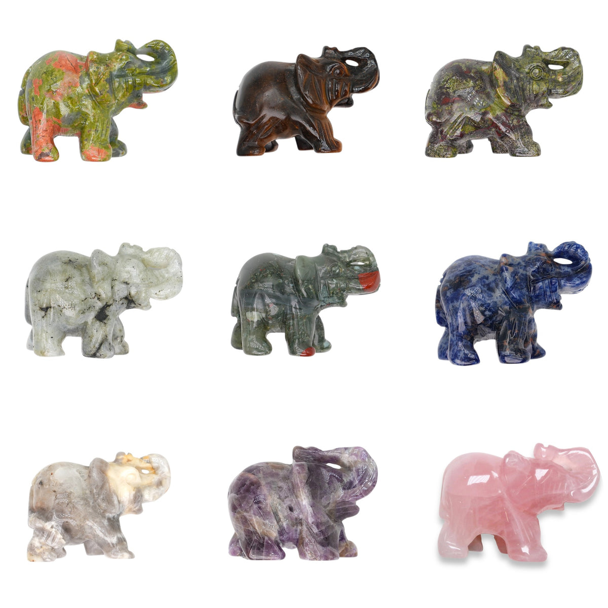 Figurine éléphant taille moyenne 4.5x3x2.5 (14 pierres disponible)