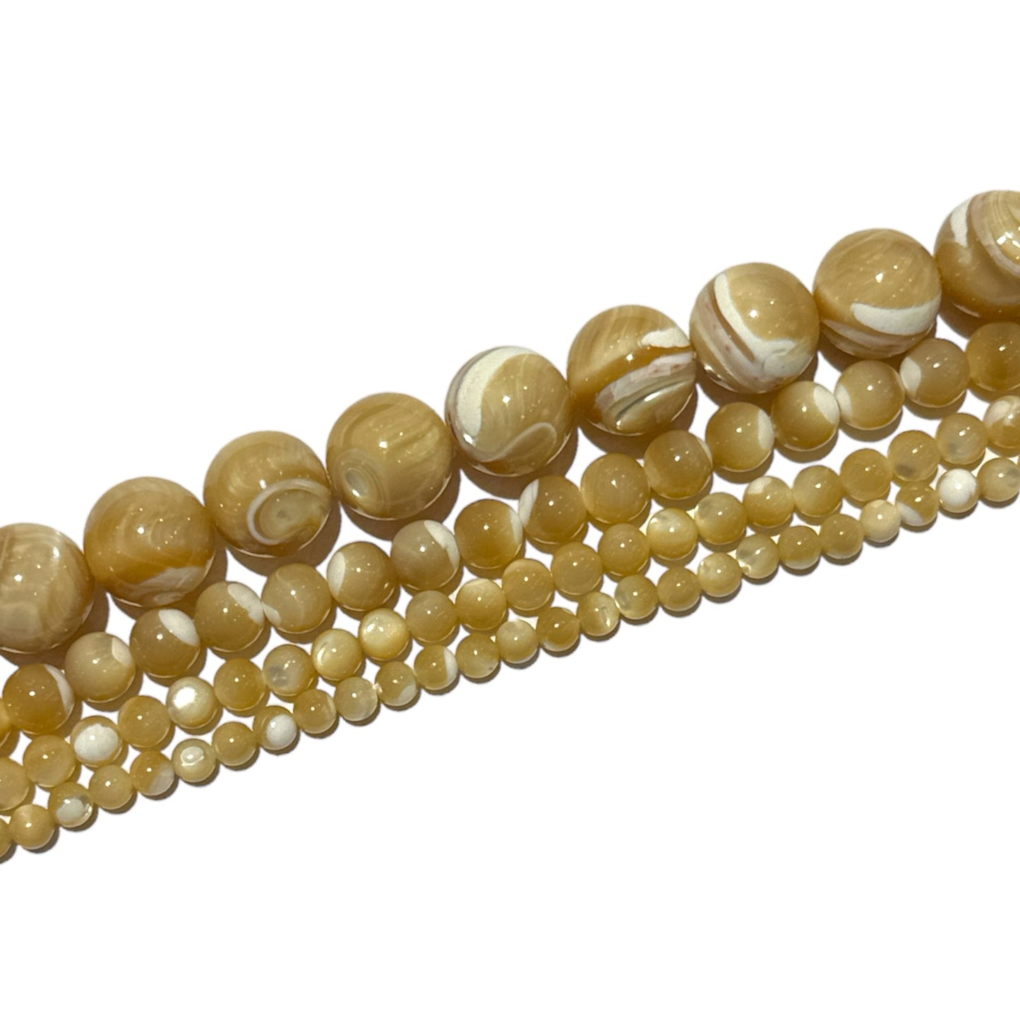 Fil de perle nacre dorée A - Foliesbijoux