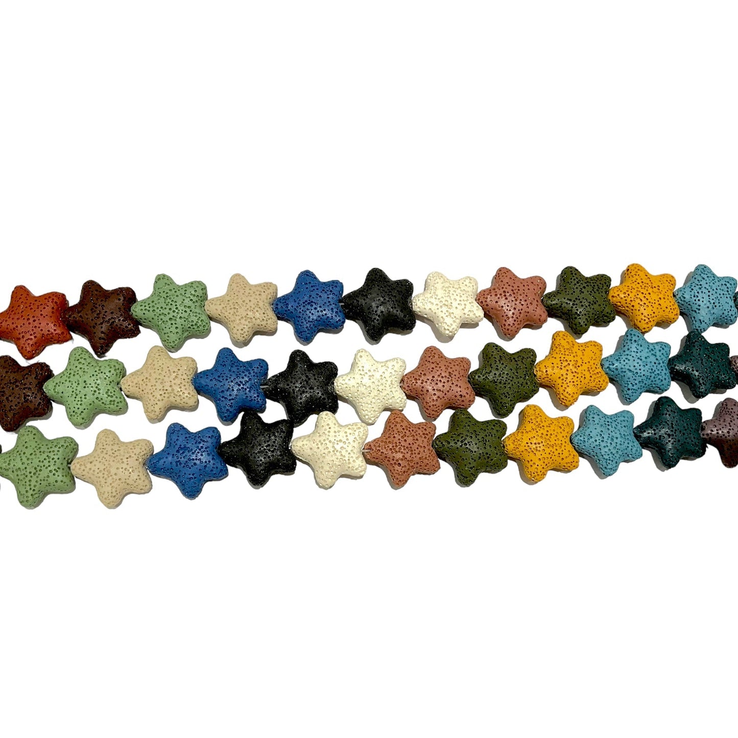 Fil de perle Pierre de lave etoile multicouleur A - Foliesbijoux