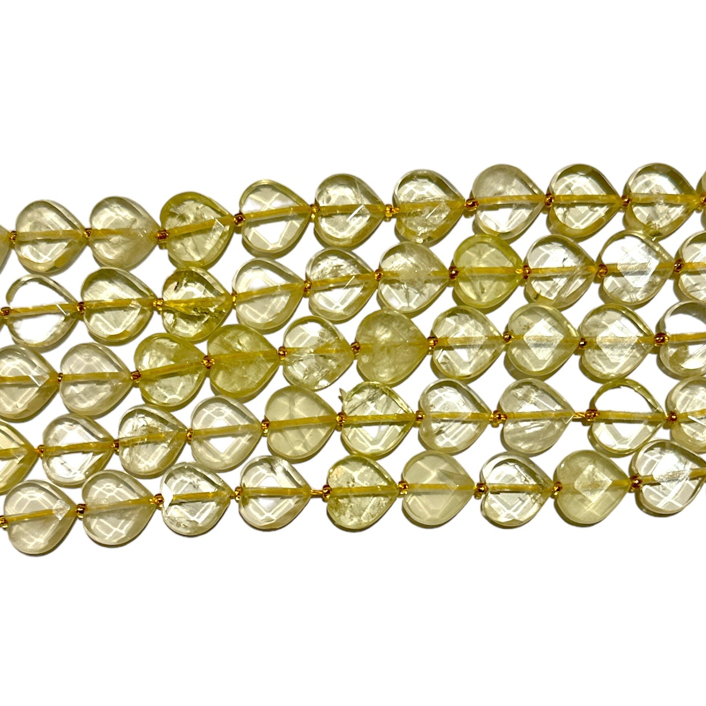 Fil de coeur facetté en Quartz lemon 12mm - Foliesbijoux