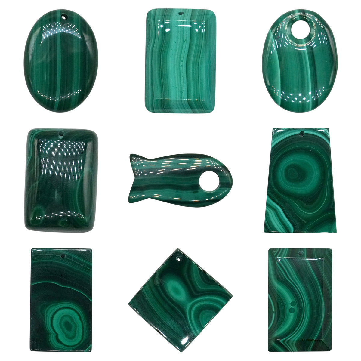 Pendentif en malachite (9 formes disponible) - Foliesbijoux