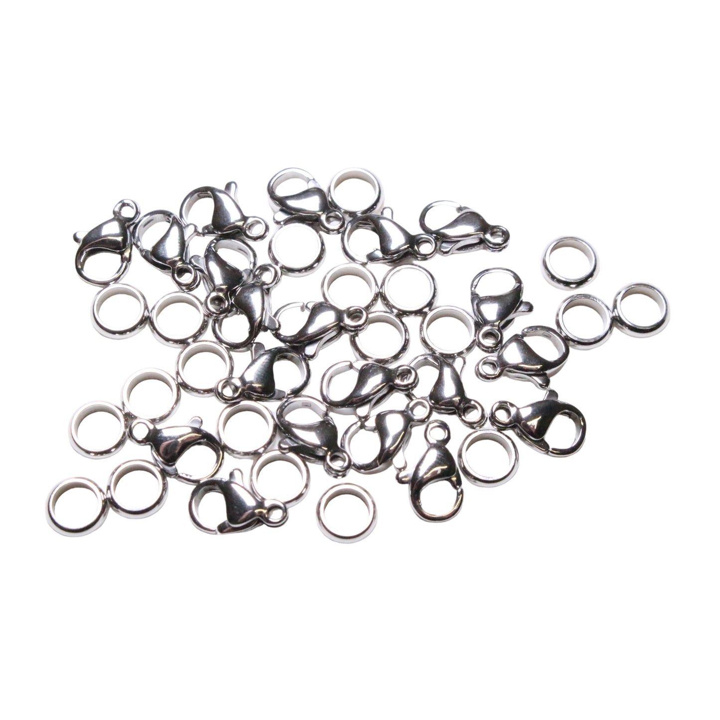Lot de 20 fermoirs acier inoxydable argenté - Foliesbijoux