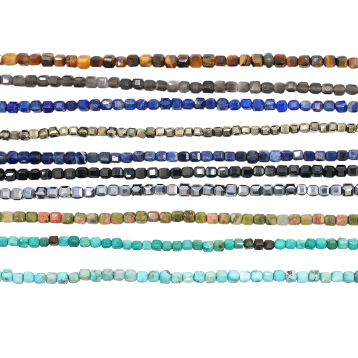 Fil de perles carrés facettés 3x3 mm (18 pierres disponible)