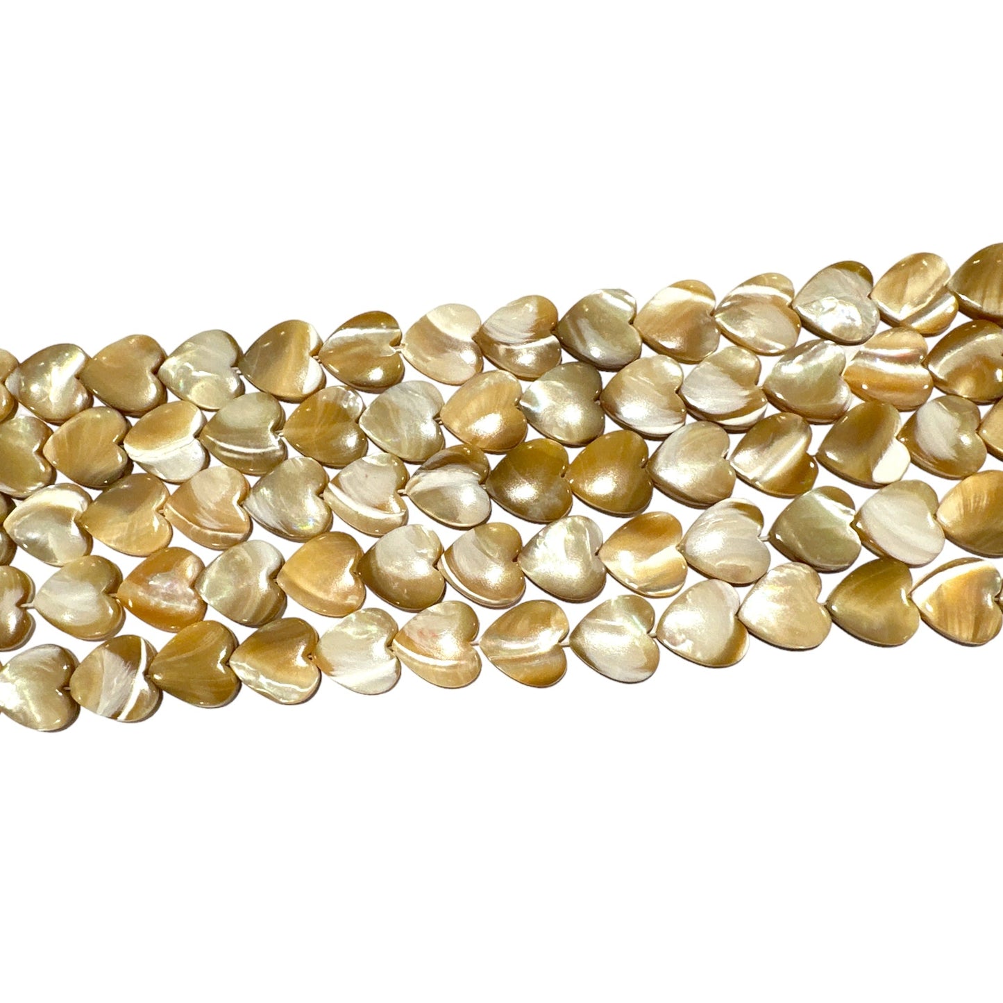 Fil de cœur en nacre dorée 14mm - Foliesbijoux