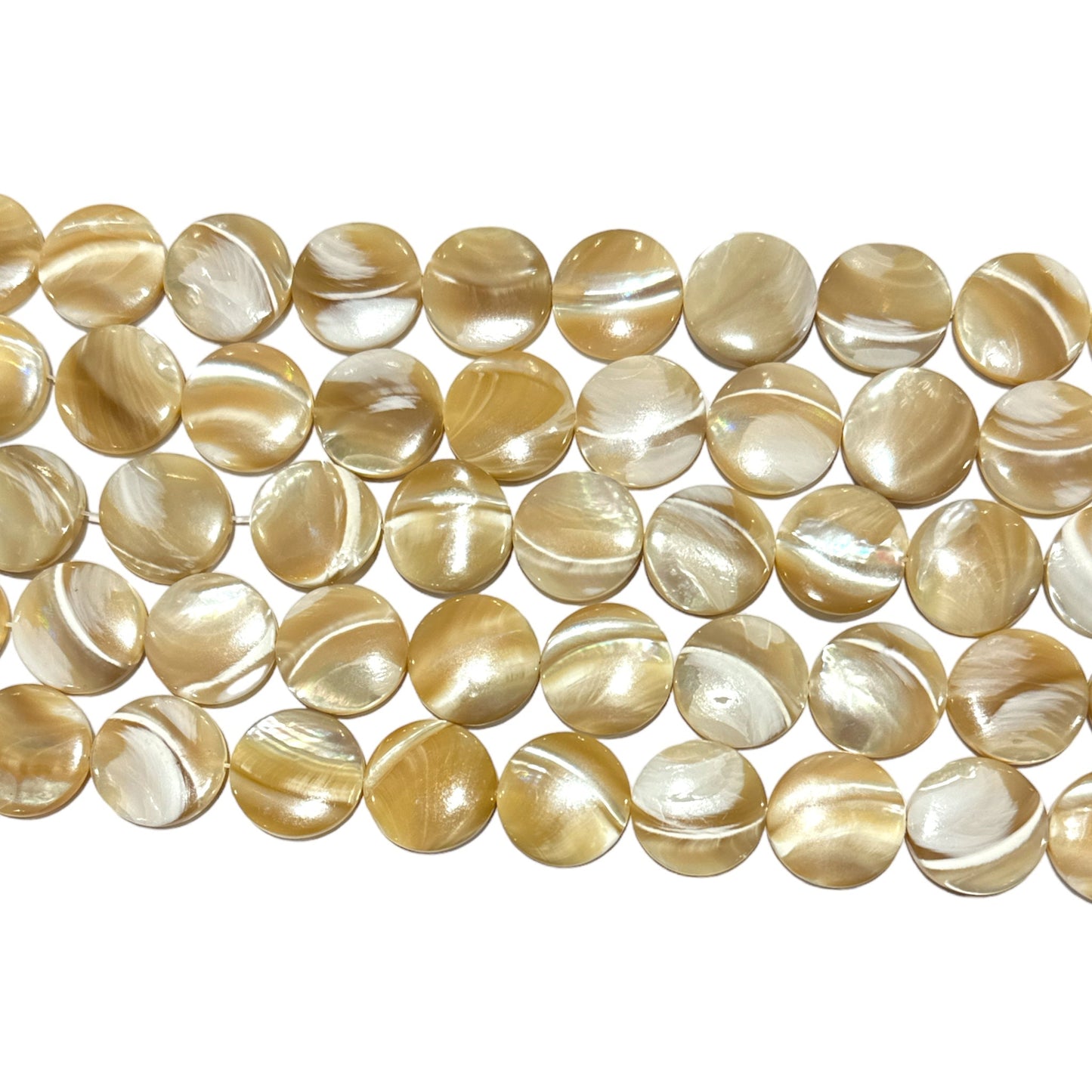 Fil de rond en nacre dorée 18mm - Foliesbijoux