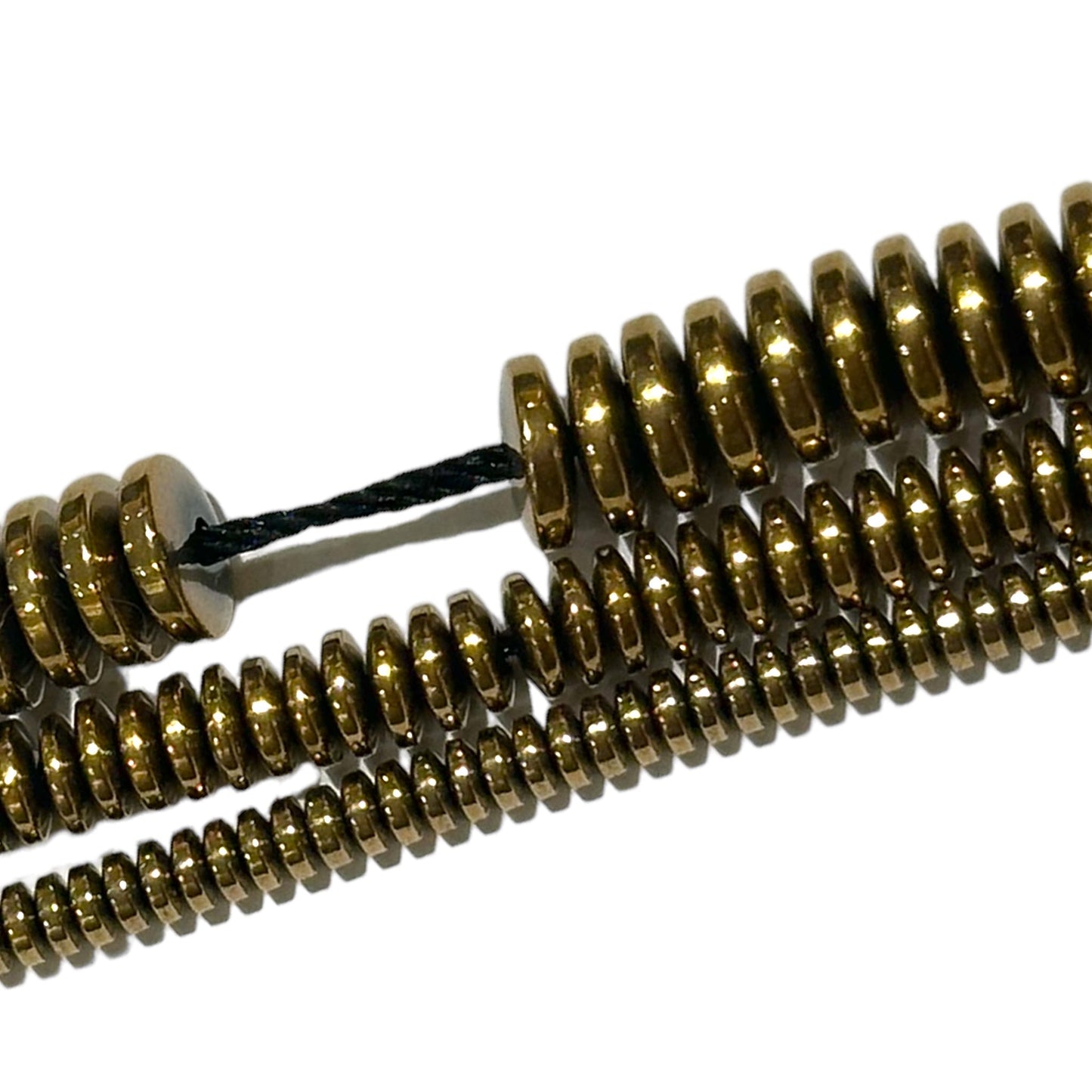 Fil de perle Hématite electroplaquée doré/bronze - Foliesbijoux