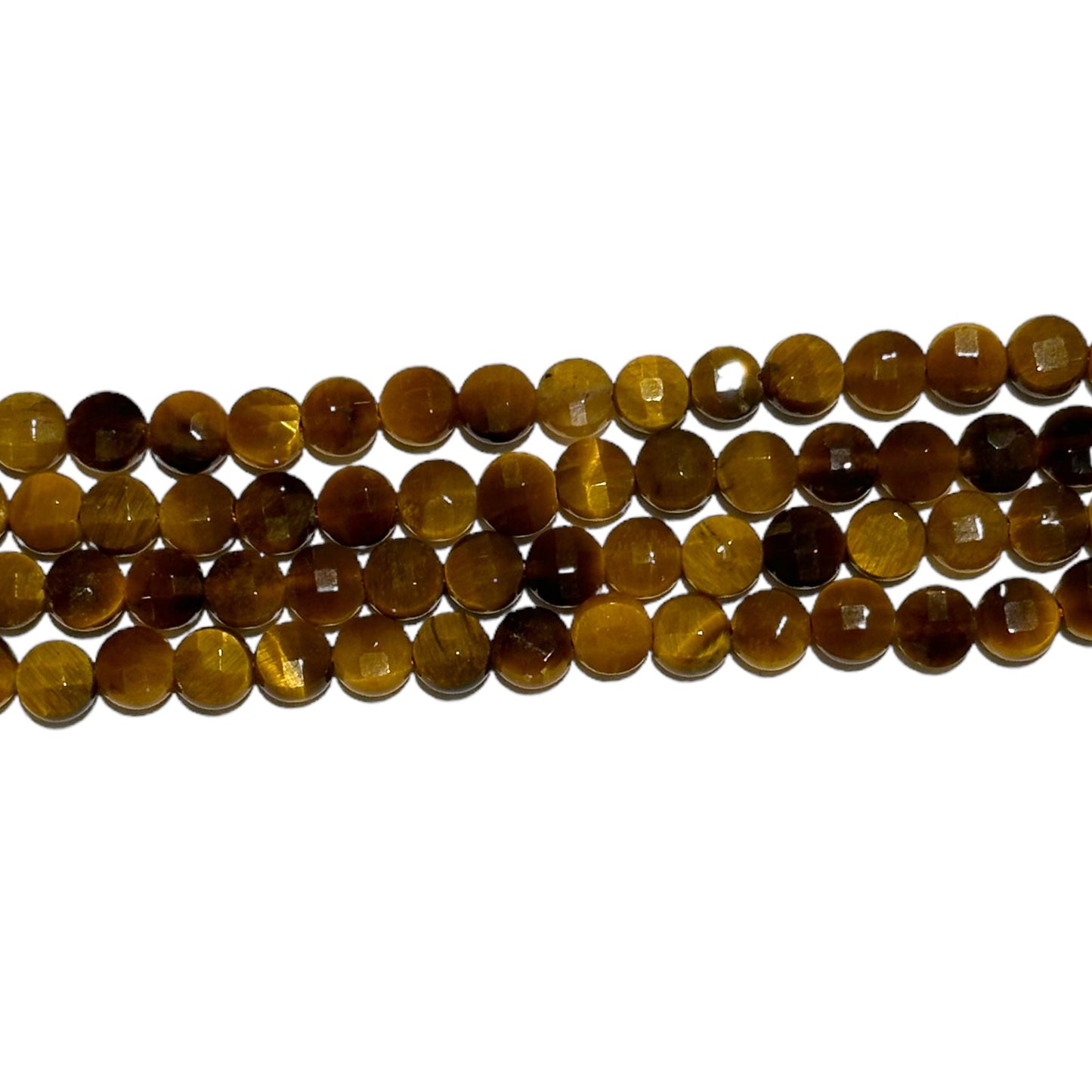 Fil oeil de tigre en rond plat facetté 4mm - Foliesbijoux