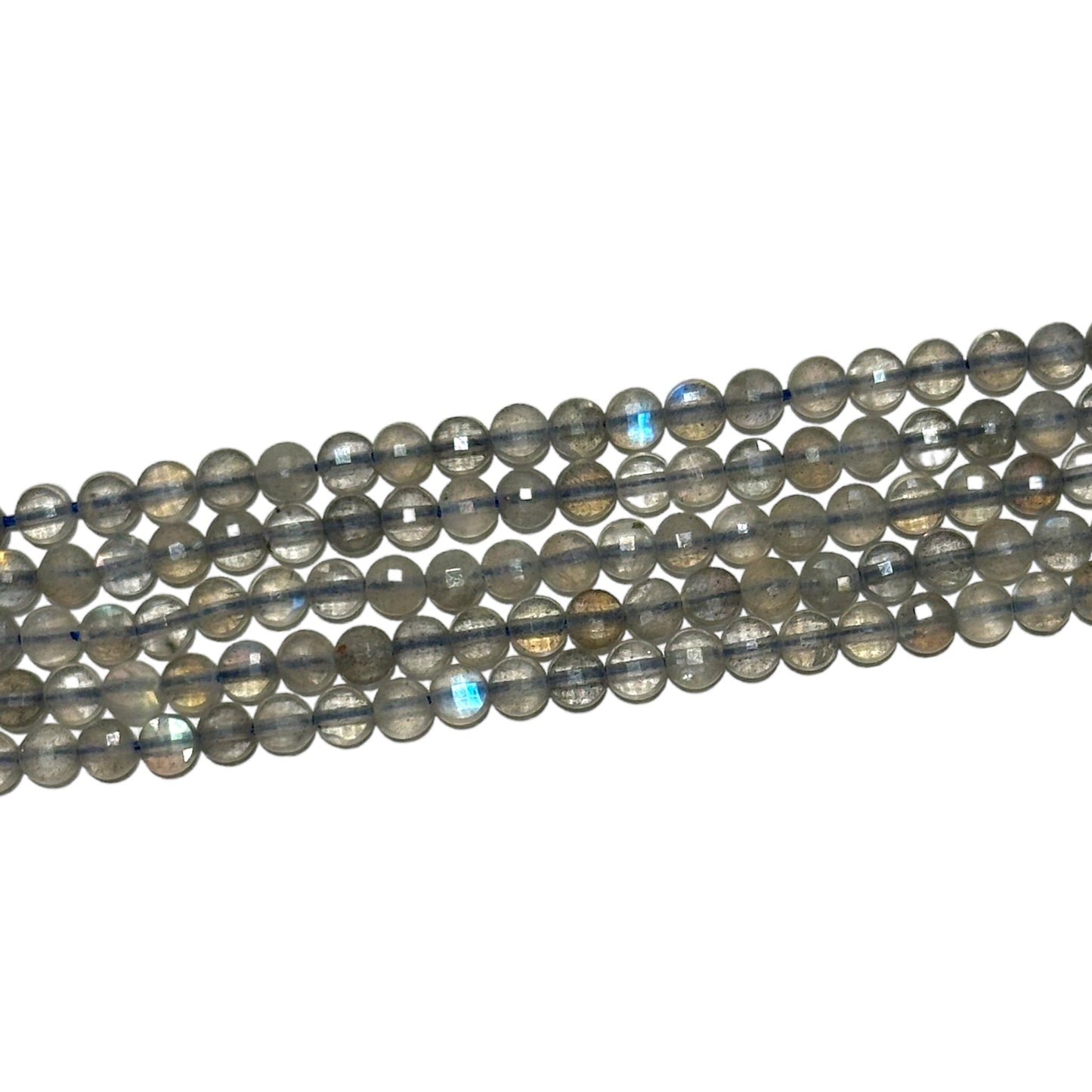 Fil Labradorite en rond plat facetté 4mm - Foliesbijoux