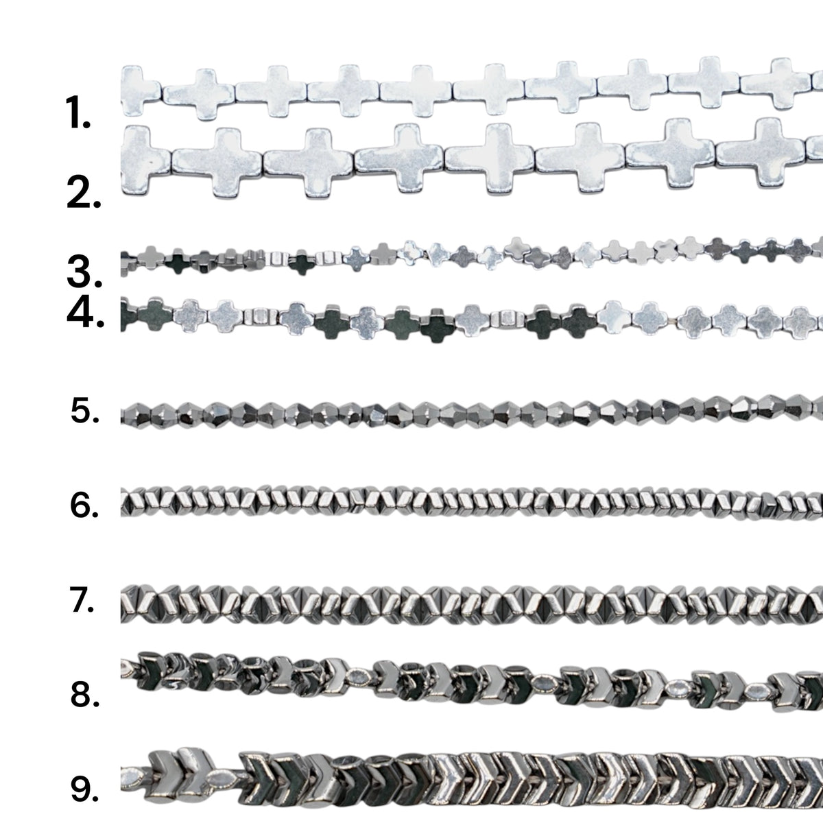 Fil de perle Hématite electroplaquée argentée HEA (260 à 268)