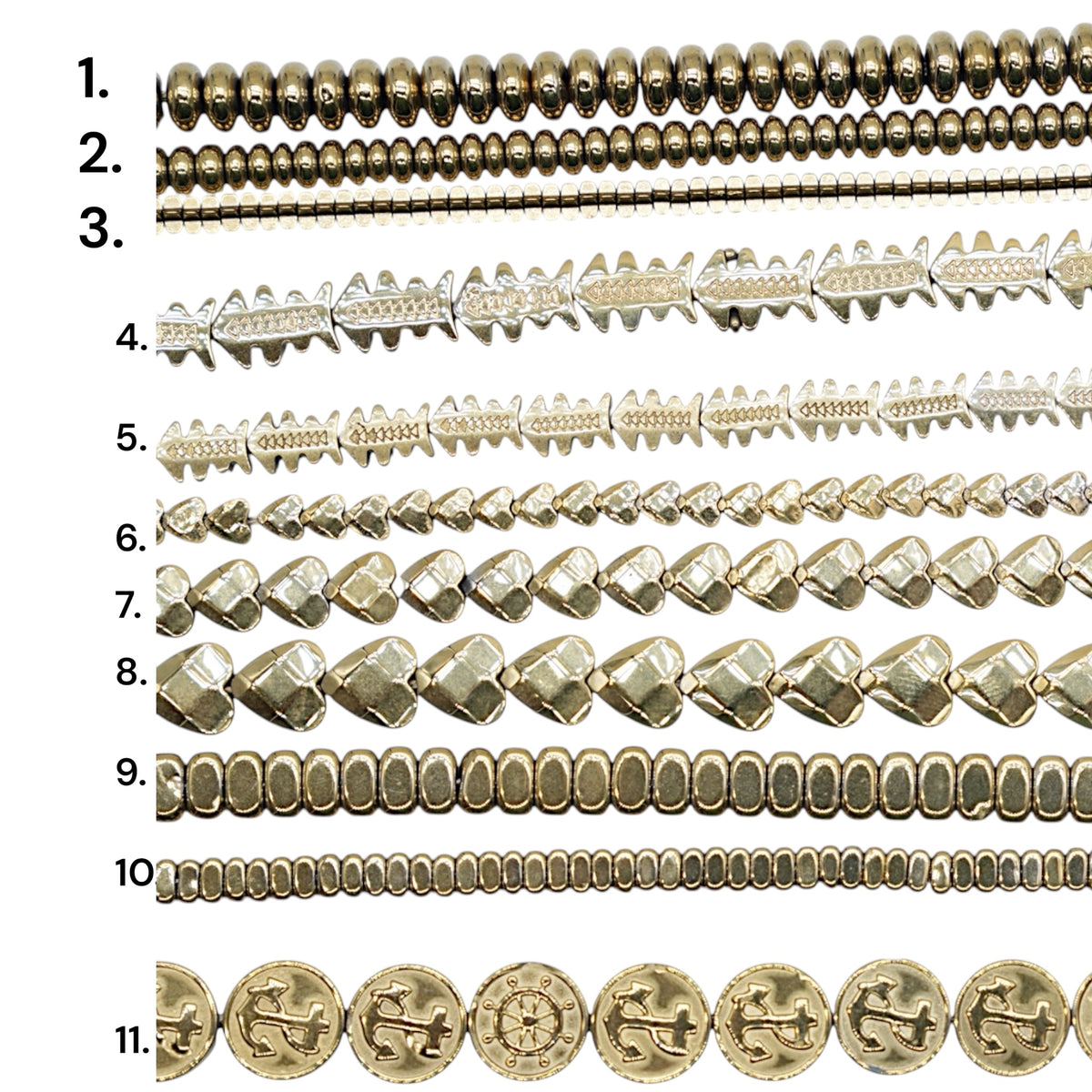 Fil de perle Hématite electroplaquée dorée HED (270 à 280)