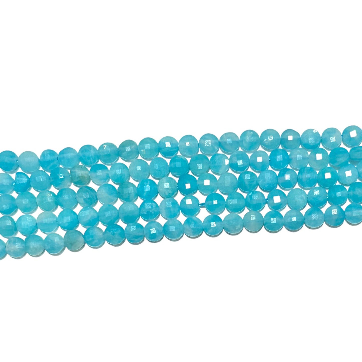 Fil de amazonite du perou en rond plat facetté 4mm - Foliesbijoux