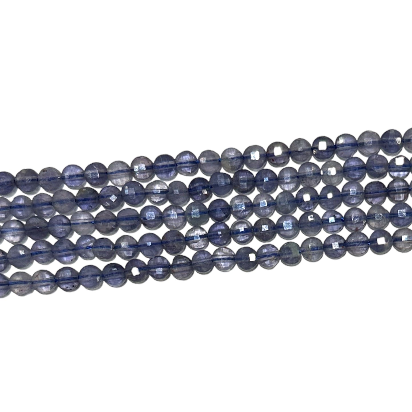 Fil de iolite en rond plat facetté 4mm - Foliesbijoux