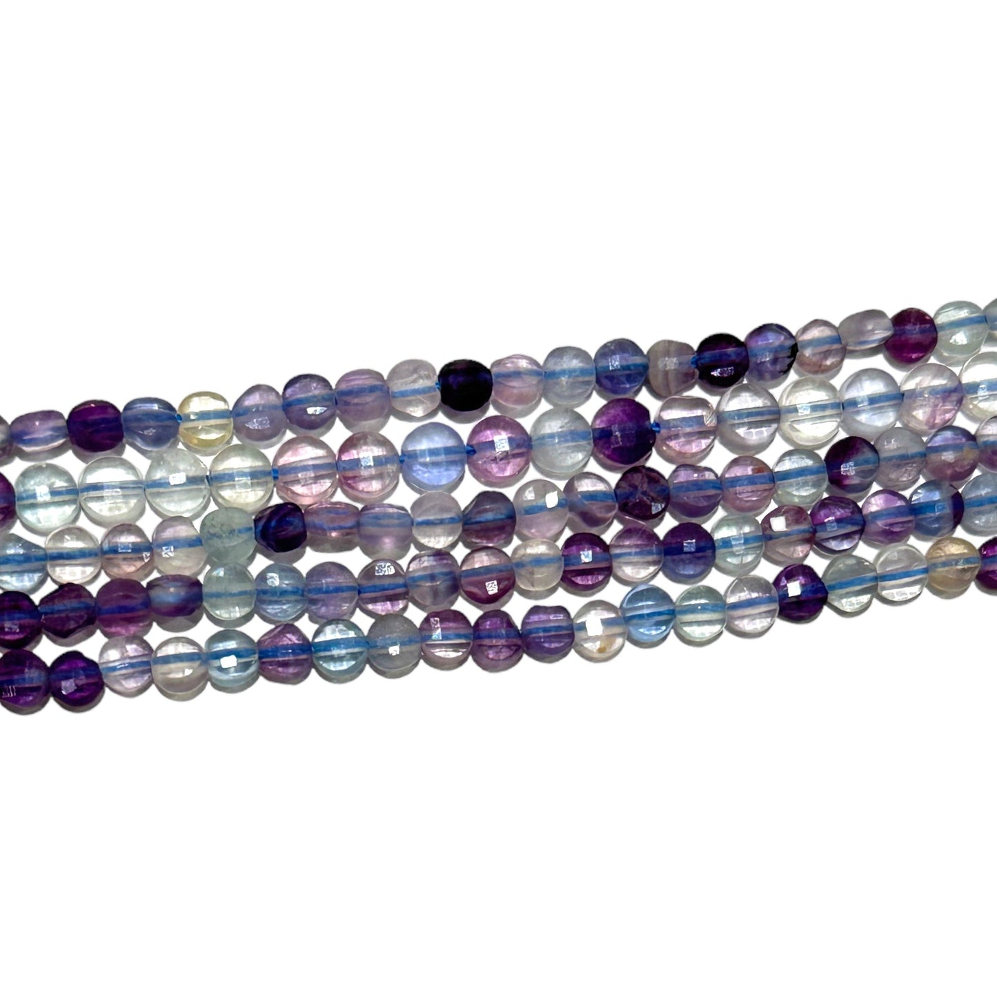 Fil de fluorine multicolore en rond plat facetté 4mm - Foliesbijoux