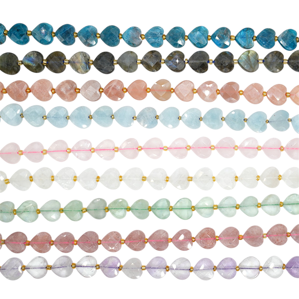 Fil de coeur facetté en pierre naturelle 12 mm (21 pierres disponible)