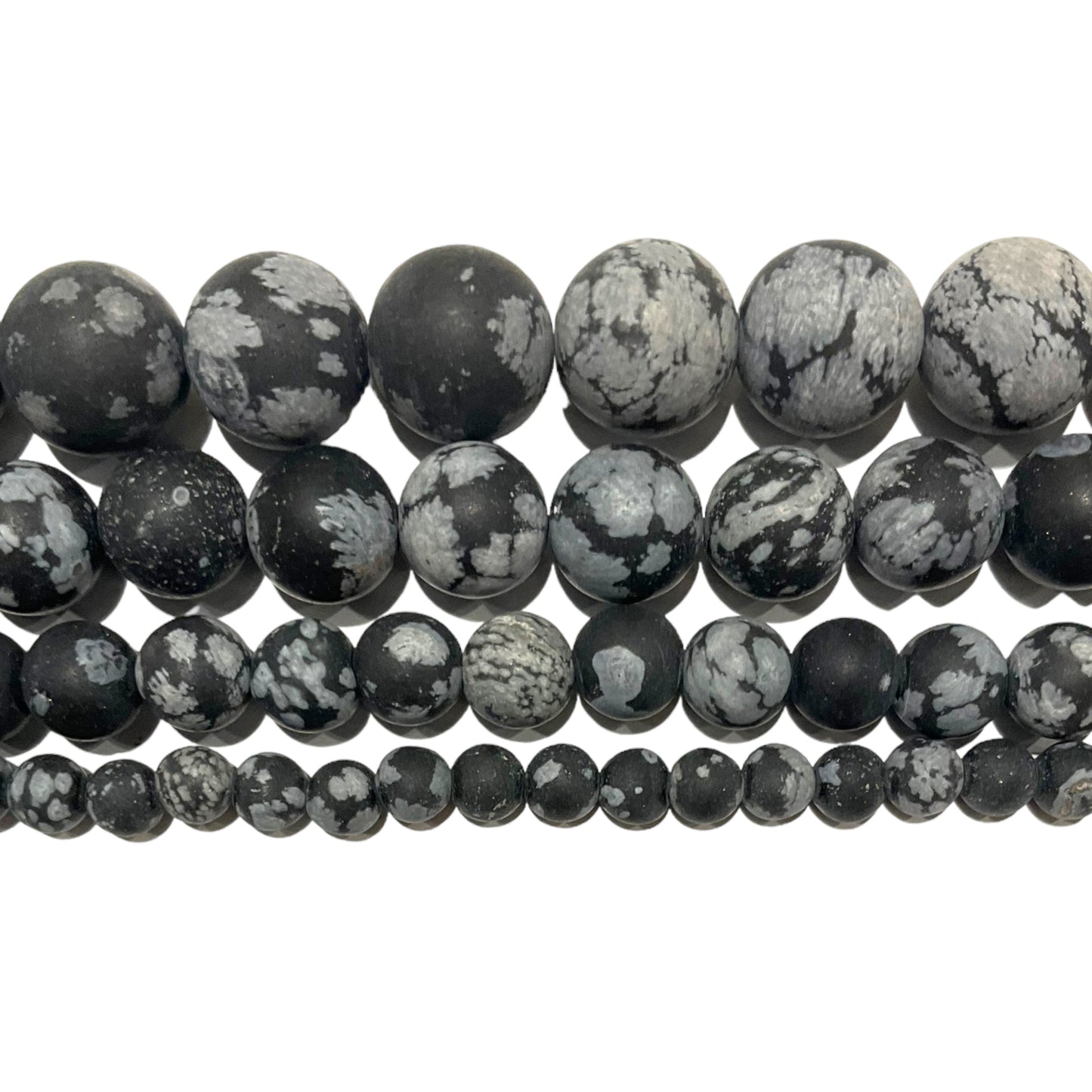 Fil de perle Obsidienne flocon de neige mat A - Foliesbijoux