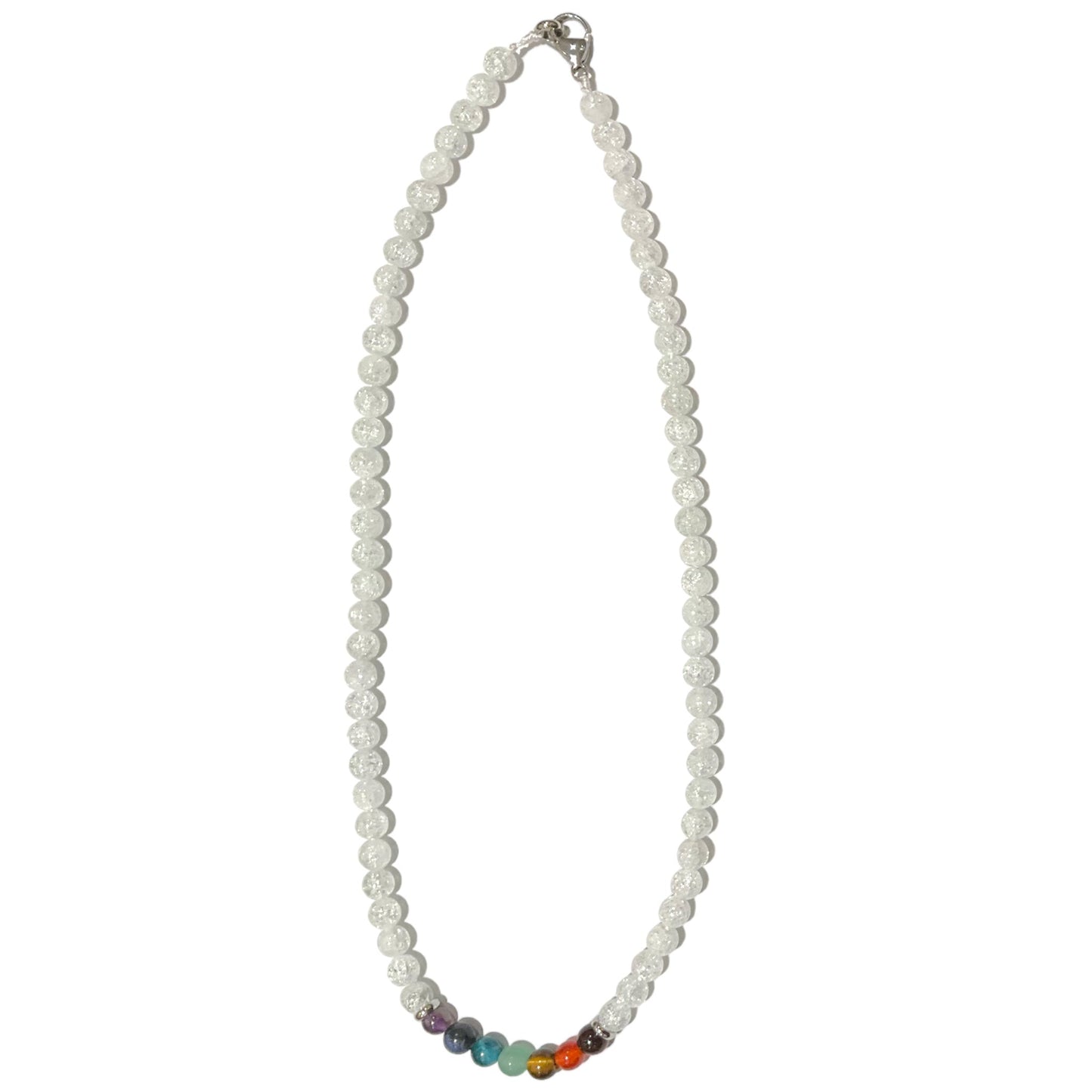 Collier boule 7 Chakras Cristal de Roche Craquelé - Foliesbijoux