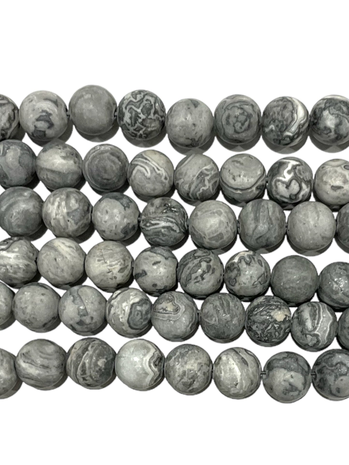 Fil de perle Jaspe Picasso gris mat A - Foliesbijoux