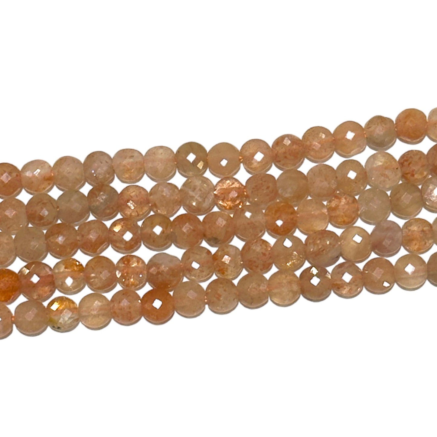 Fil de pierre de soleil en rond plat facetté 4mm - Foliesbijoux