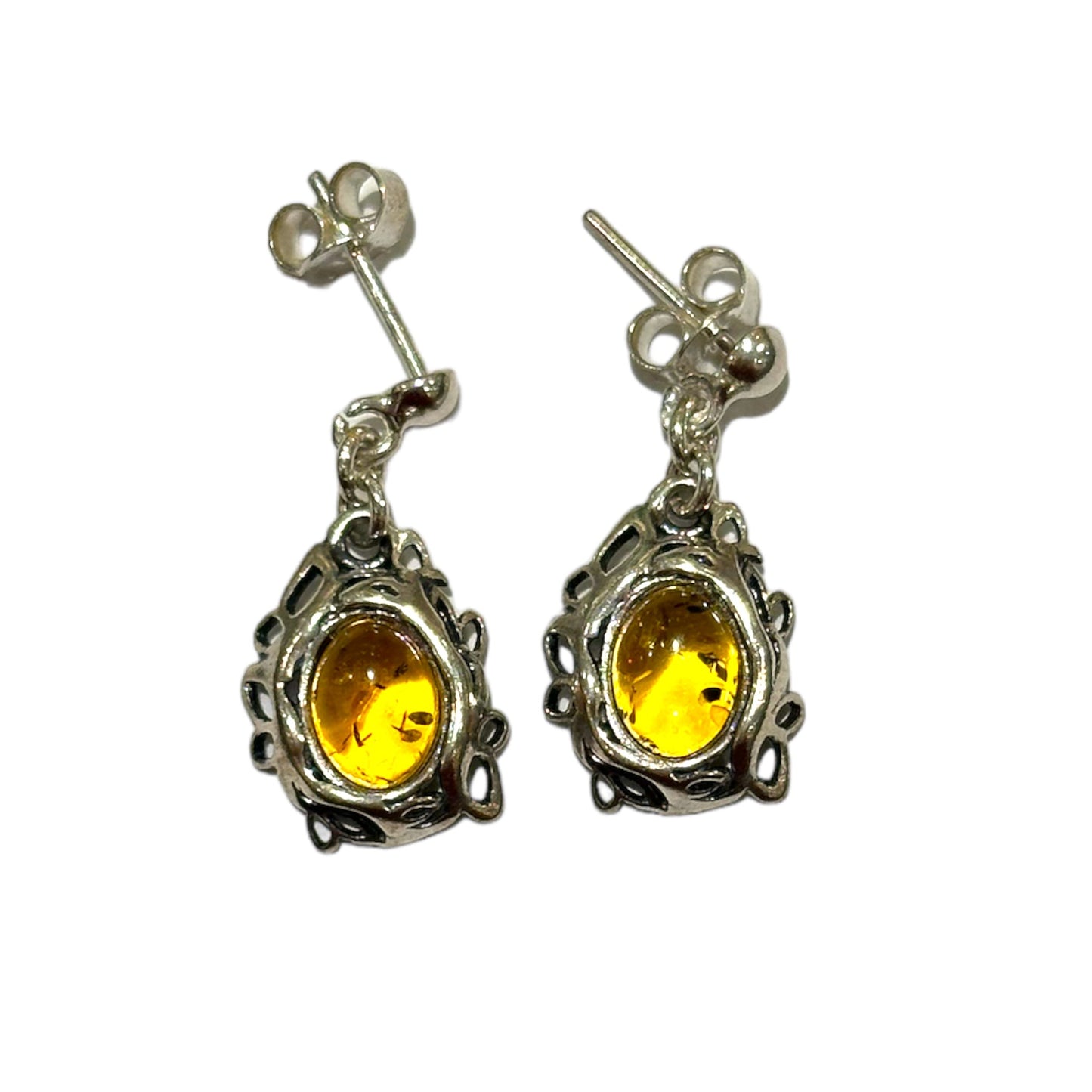 Boucle d'oreille en ambre & Argent 925 (#40) - Foliesbijoux