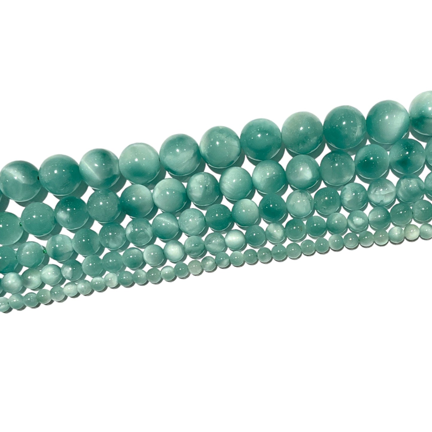 Fil de perle Pierre de lune verte AA - Garniérite AA - Foliesbijoux