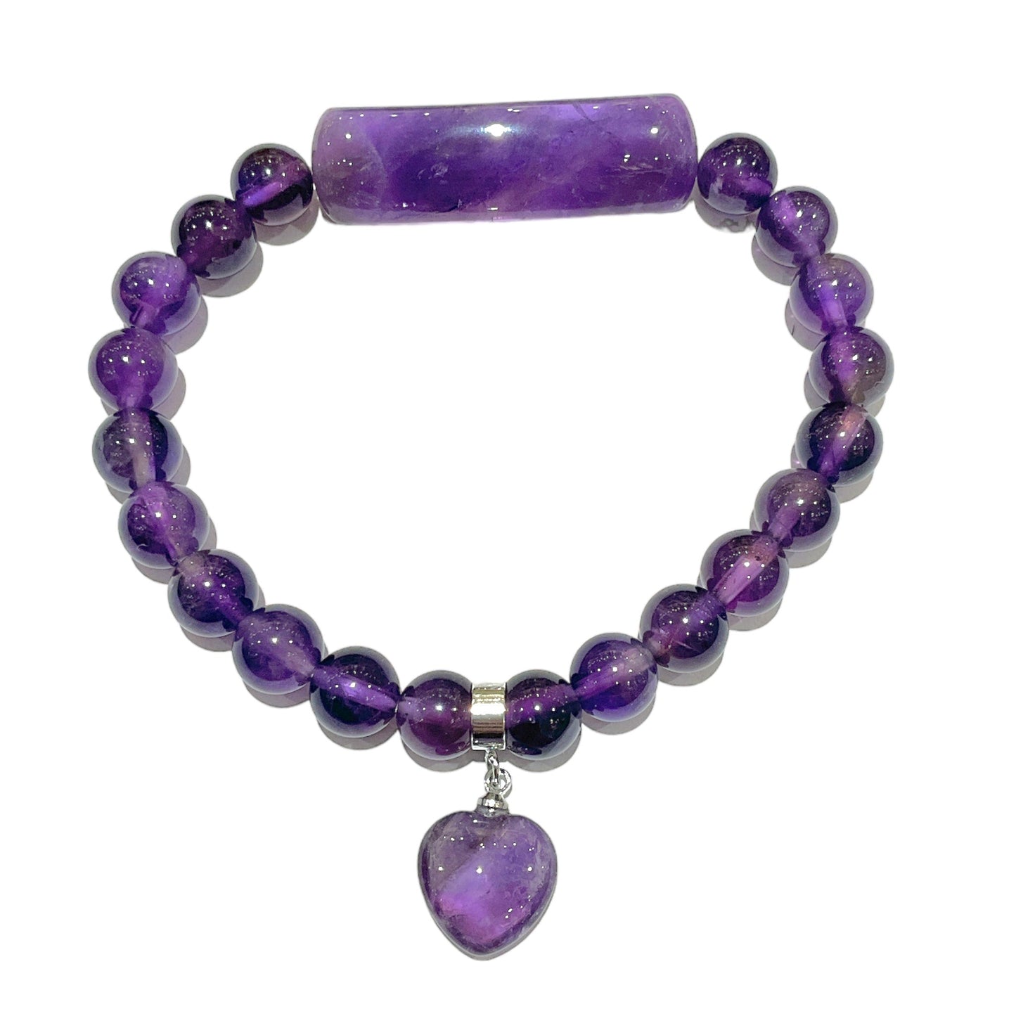 Bracelet Améthyste AA cœur - Foliesbijoux
