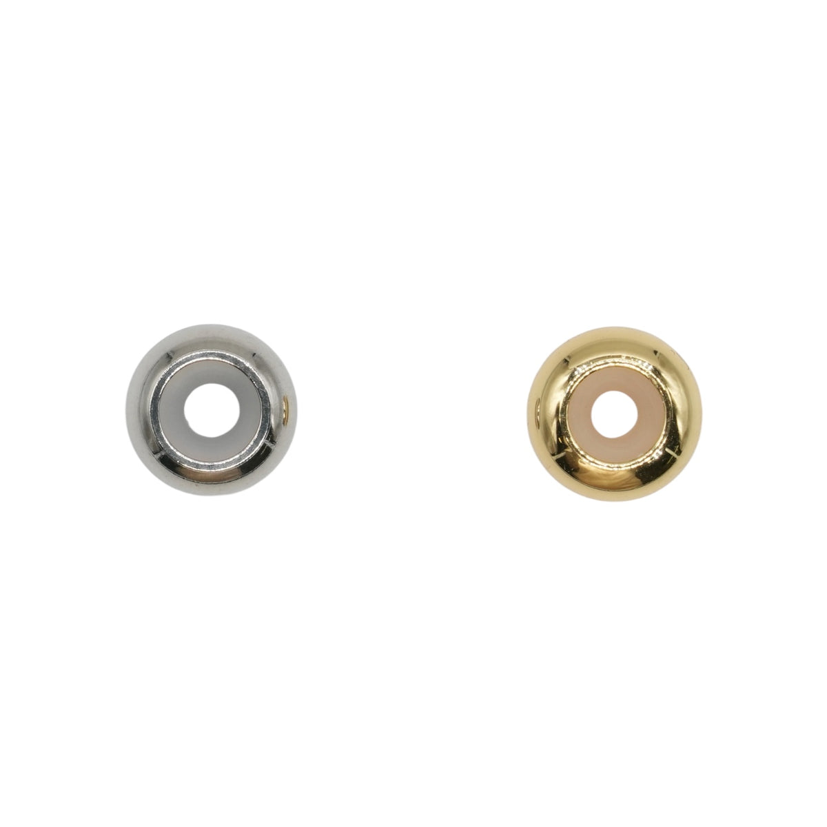 20 rondelles stoppeur en acier avec insert en silicone pour cordon référence BA360 – finition dorée ou argentée (Ø 10 mm/8 mm/6 mm)