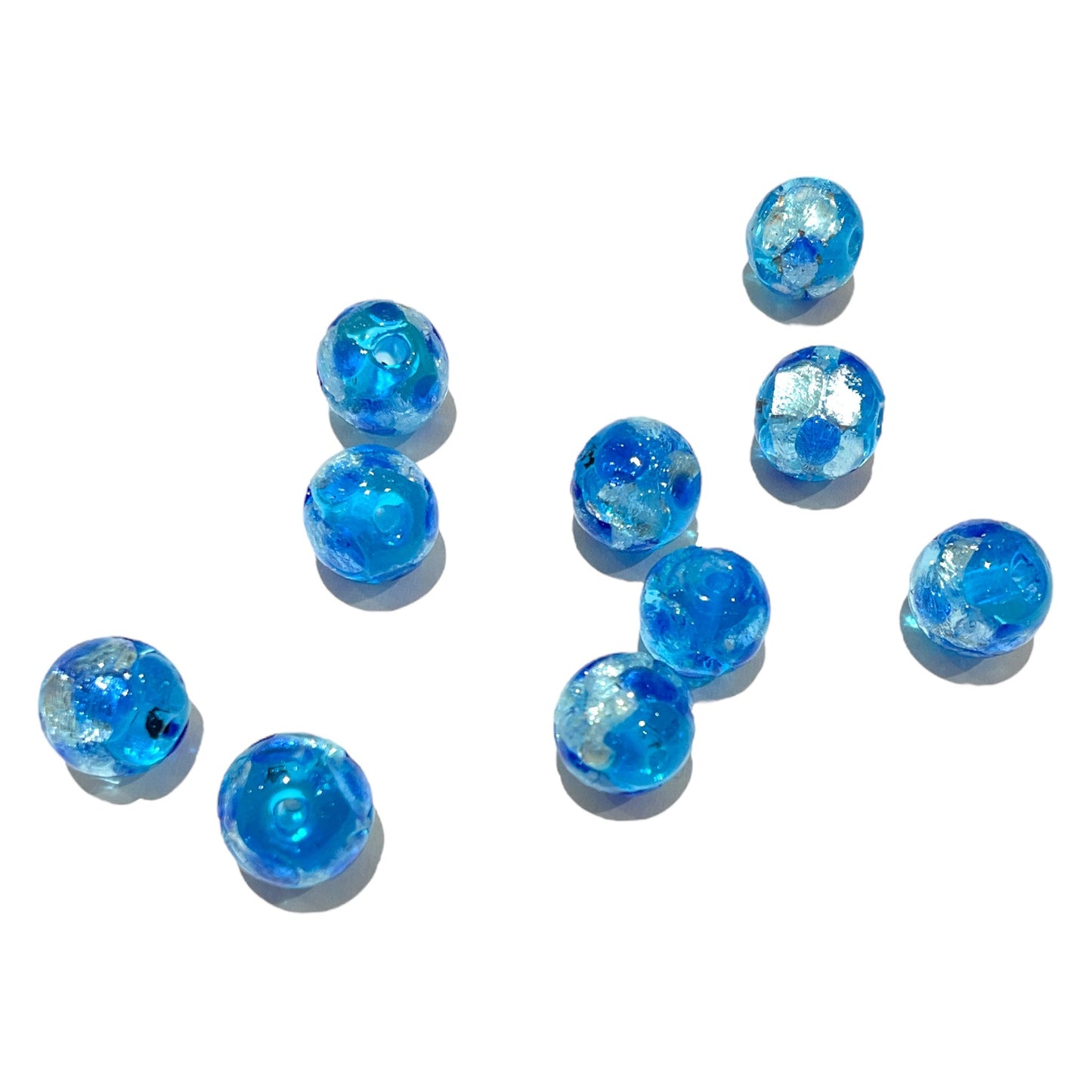 10 perles de verre phosphorescente bleu extra claire #19 - Foliesbijoux