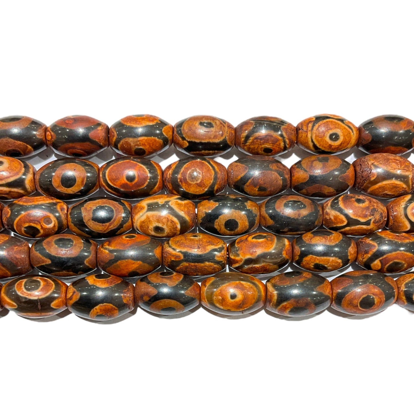 Fil de perle Agate du Tibet 8 x 12 mm #1 - Foliesbijoux