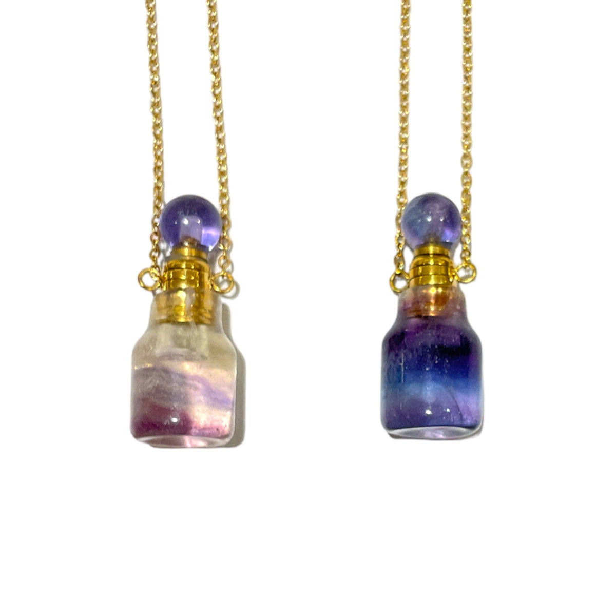Collier fiole Fluorine multicolore pour huile essentiel/parfum - Foliesbijoux