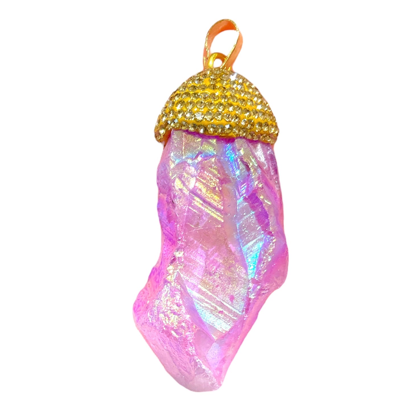 Pendentif Aqua aura rose Brute - Foliesbijoux