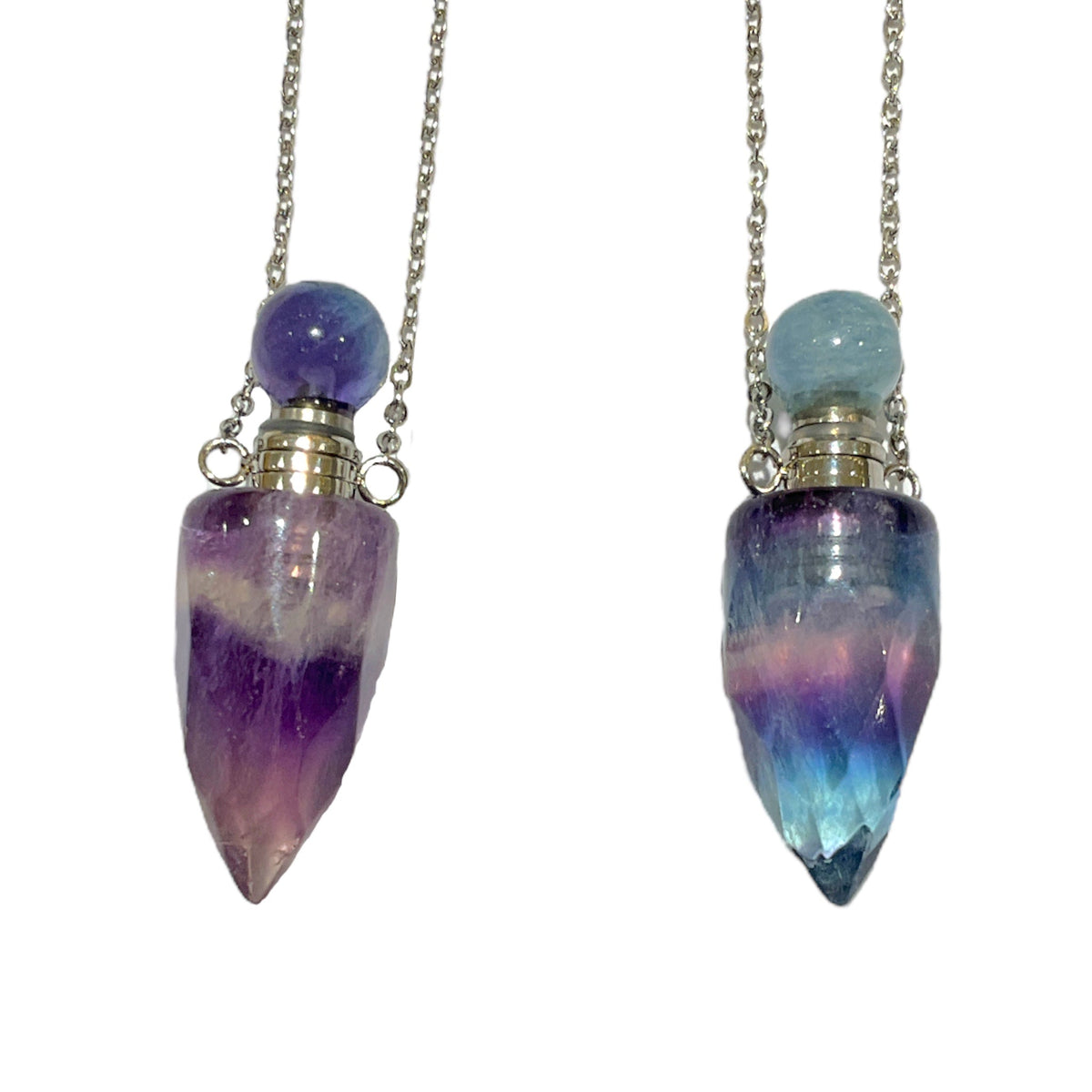 Collier fiole Fluorine multicolore pour huile essentiel/parfum - Foliesbijoux