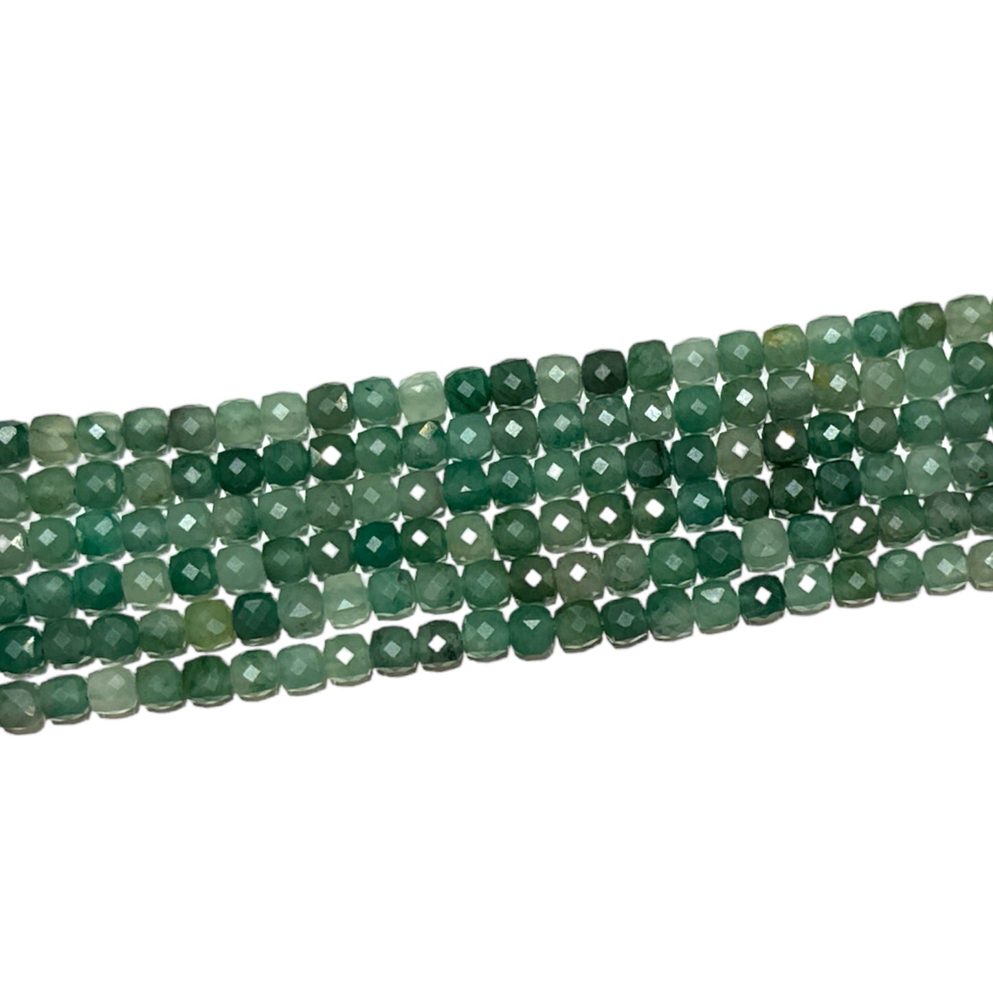Fil d'Aventurine verte carré facetté 4x4 mm - Foliesbijoux