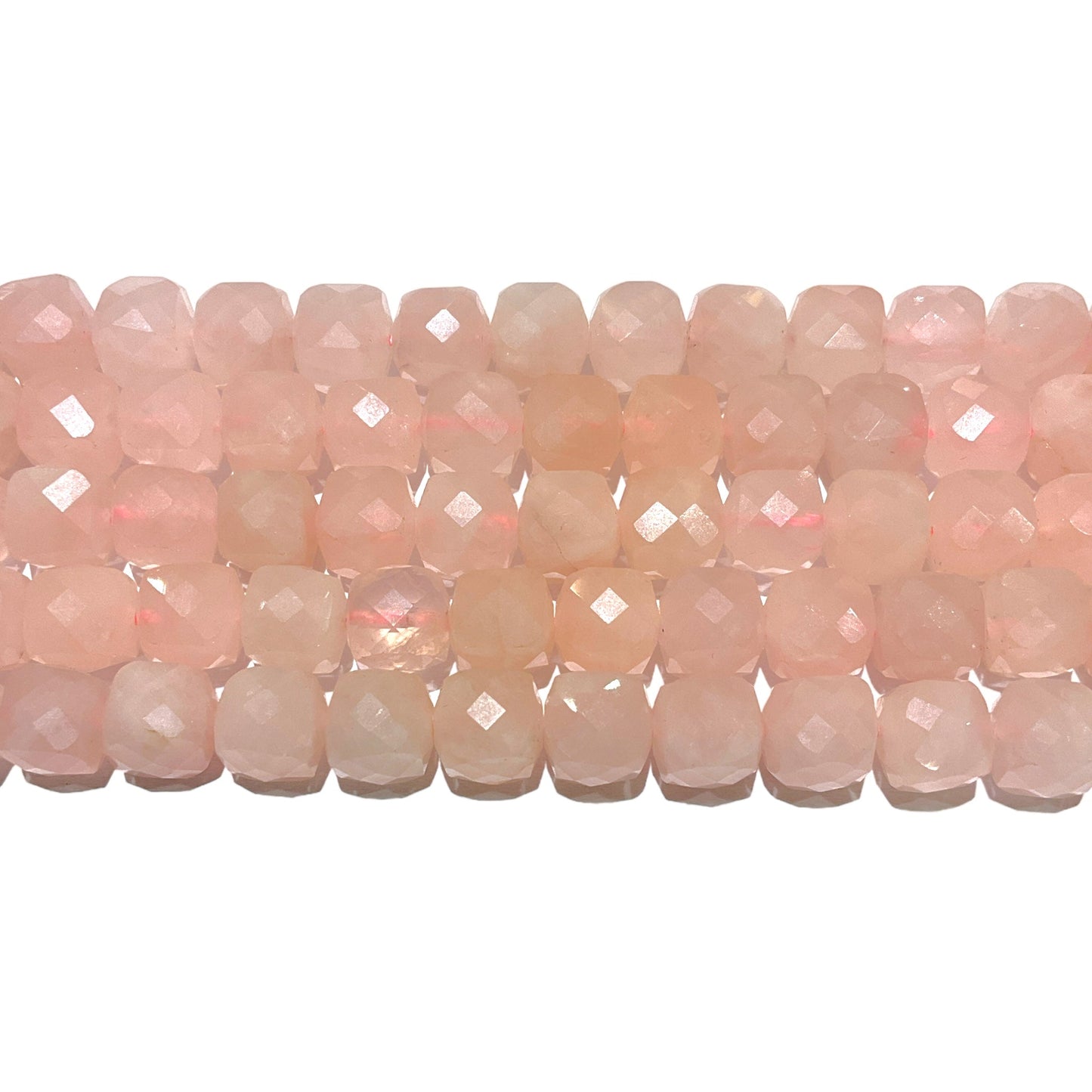 Fil Quartz rose forme carrée facettée 8x8 mm - Foliesbijoux