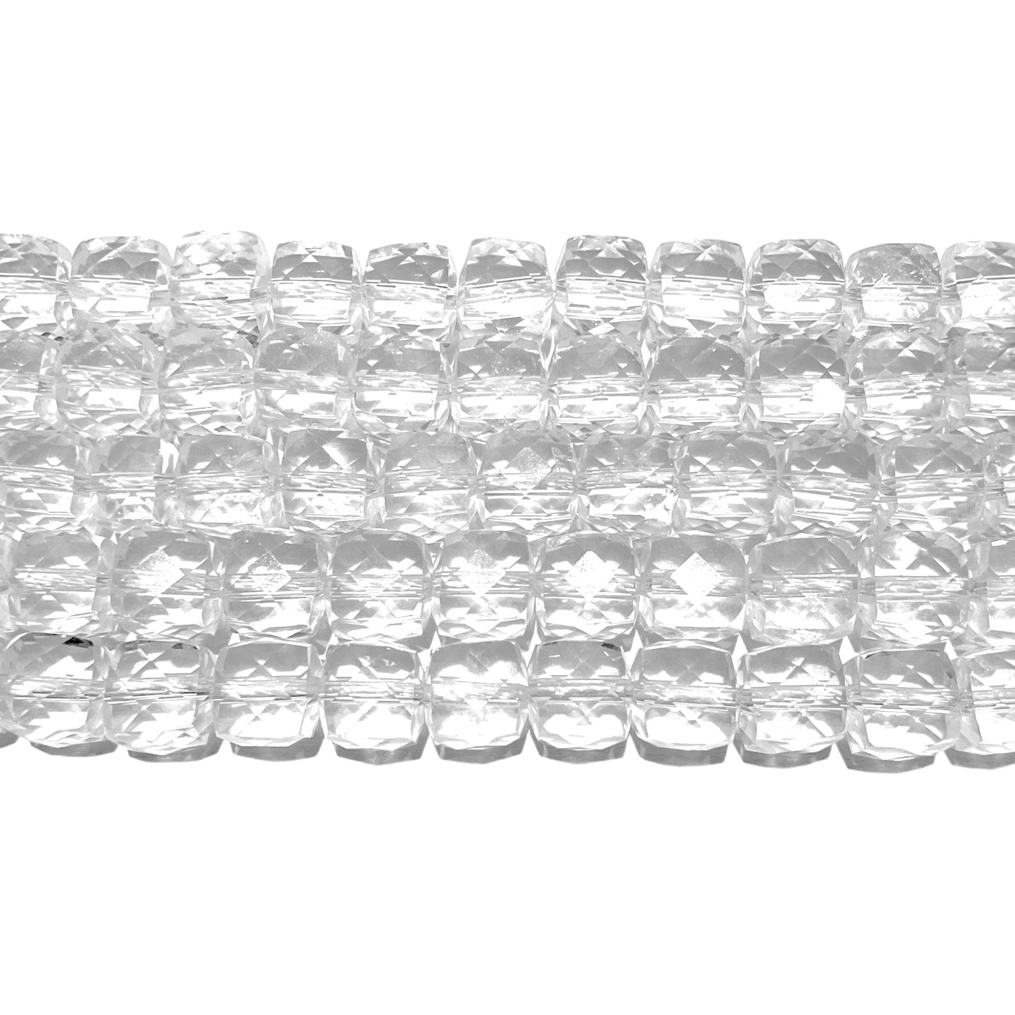 Fil Cristal de roche forme carrée facettée 8x8 mm - Foliesbijoux