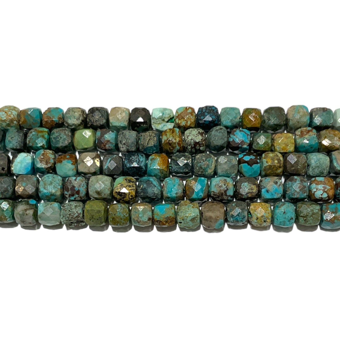 Fil de perles carrées facetté Chrysocolle 4x4 mm - Foliesbijoux