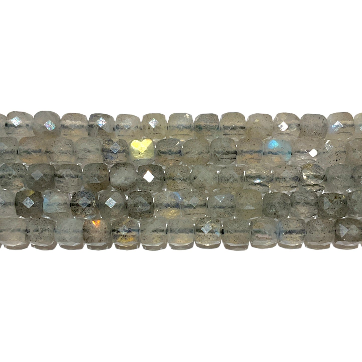Fil de perles carrées facetté Labradorite 4x4 mm - Foliesbijoux