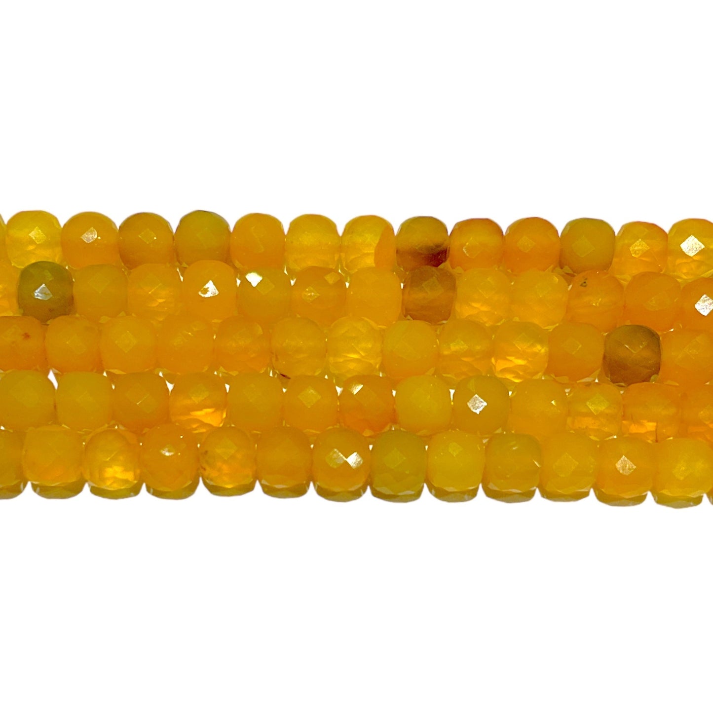 Fil de perles carrées facetté Agate jaune chauffé 4x4 mm - Foliesbijoux
