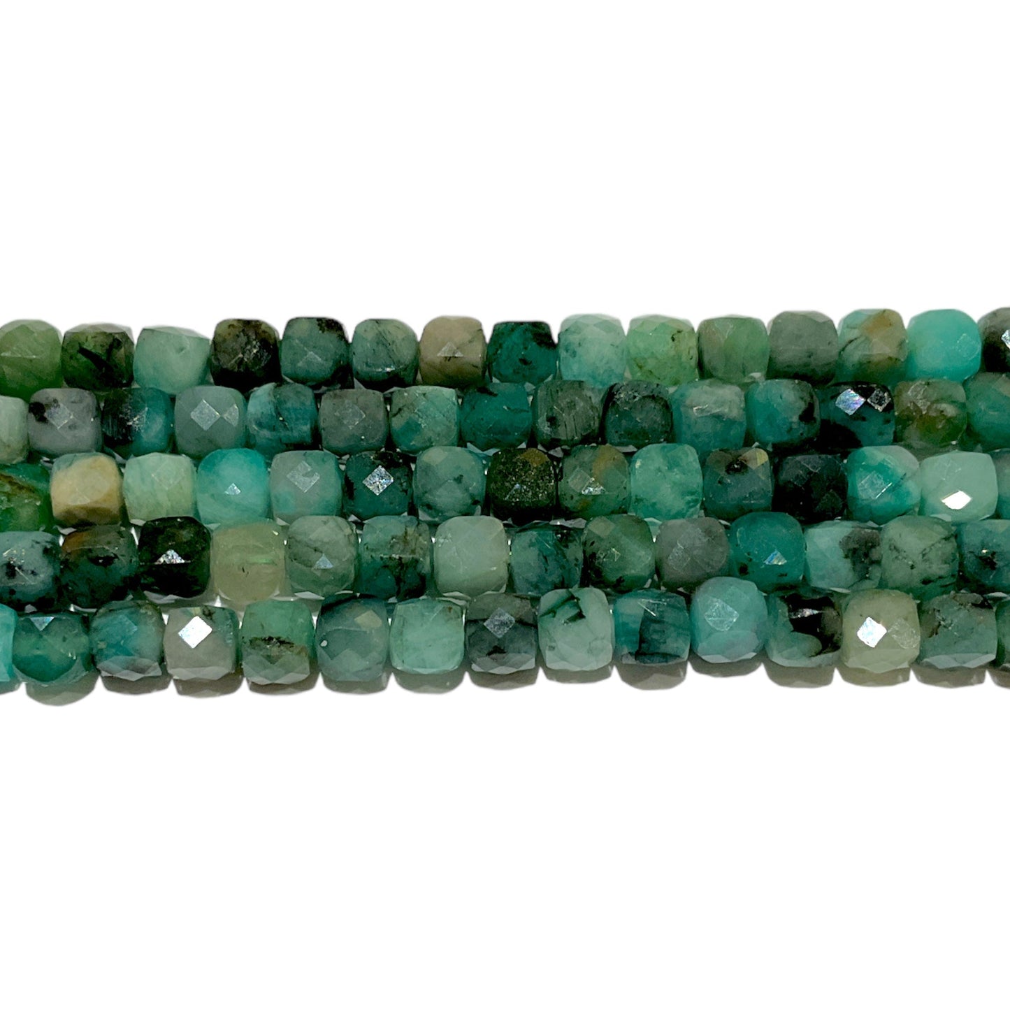 Fil de perles carrées facetté Émeraude 4x4 mm - Foliesbijoux