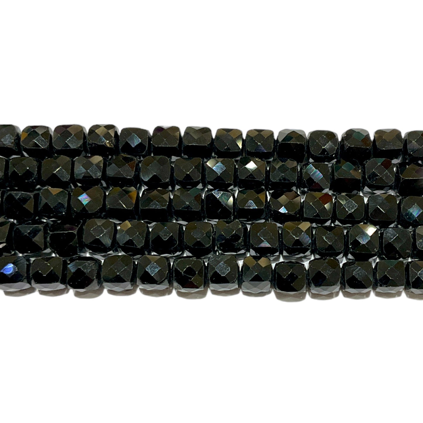 Fil de perles carrées facetté Spinelle noire 4x4 mm - Foliesbijoux