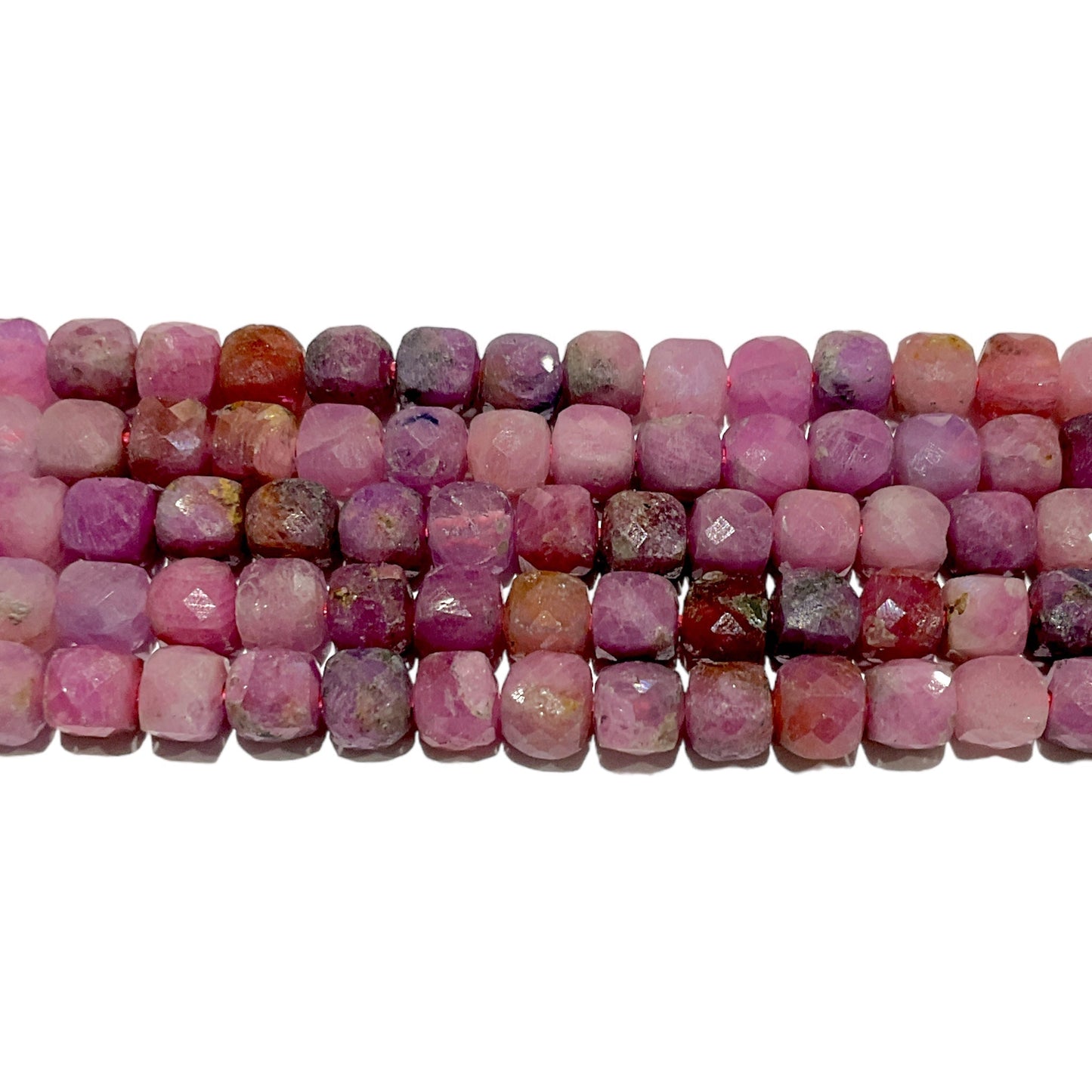Fil de perles carrées facetté Rubis 4x4 mm - Foliesbijoux