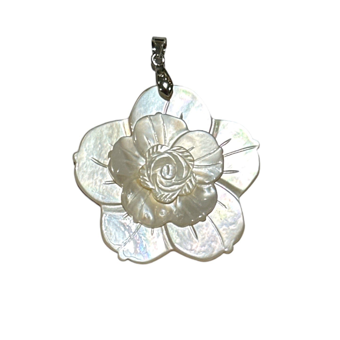 Pendentif fleur en nacre blanche - Foliesbijoux
