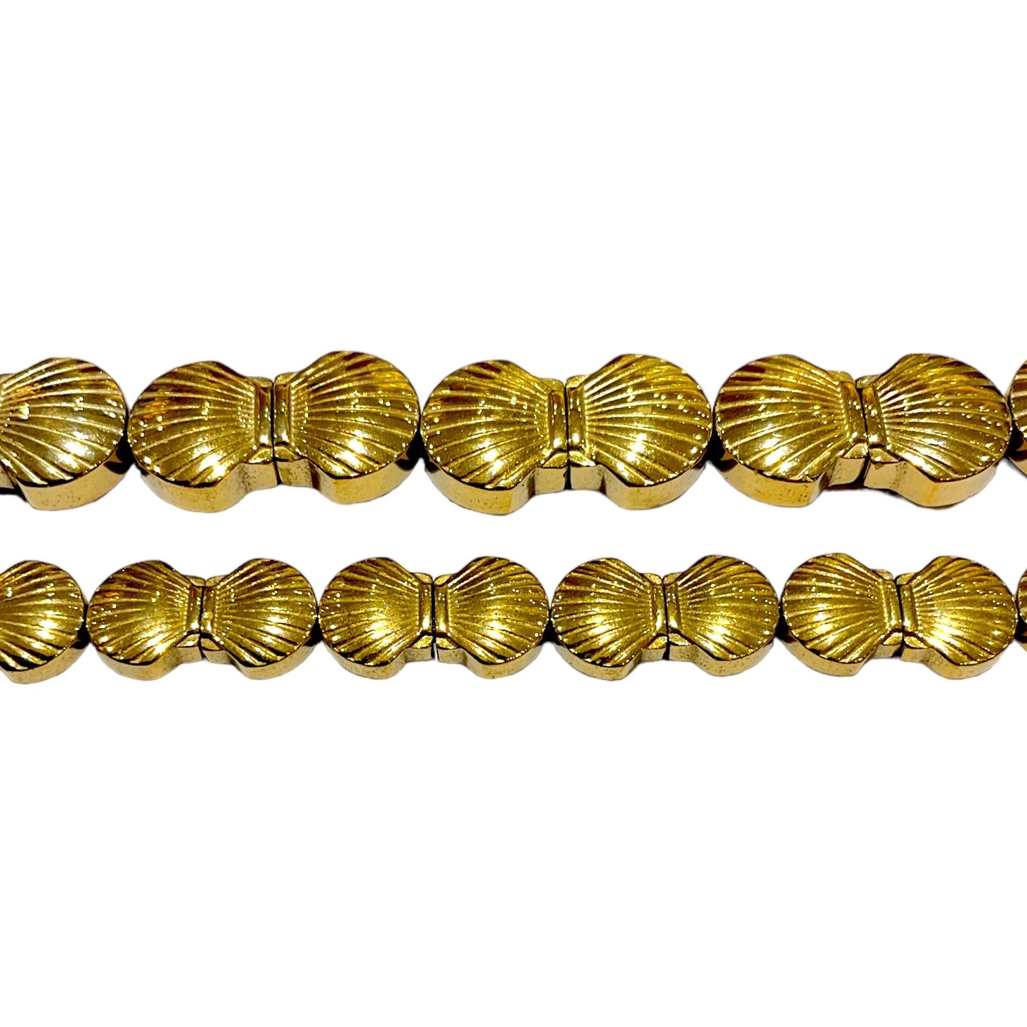 Fil de perle Hématite coquillage electroplaquée dorée - Foliesbijoux