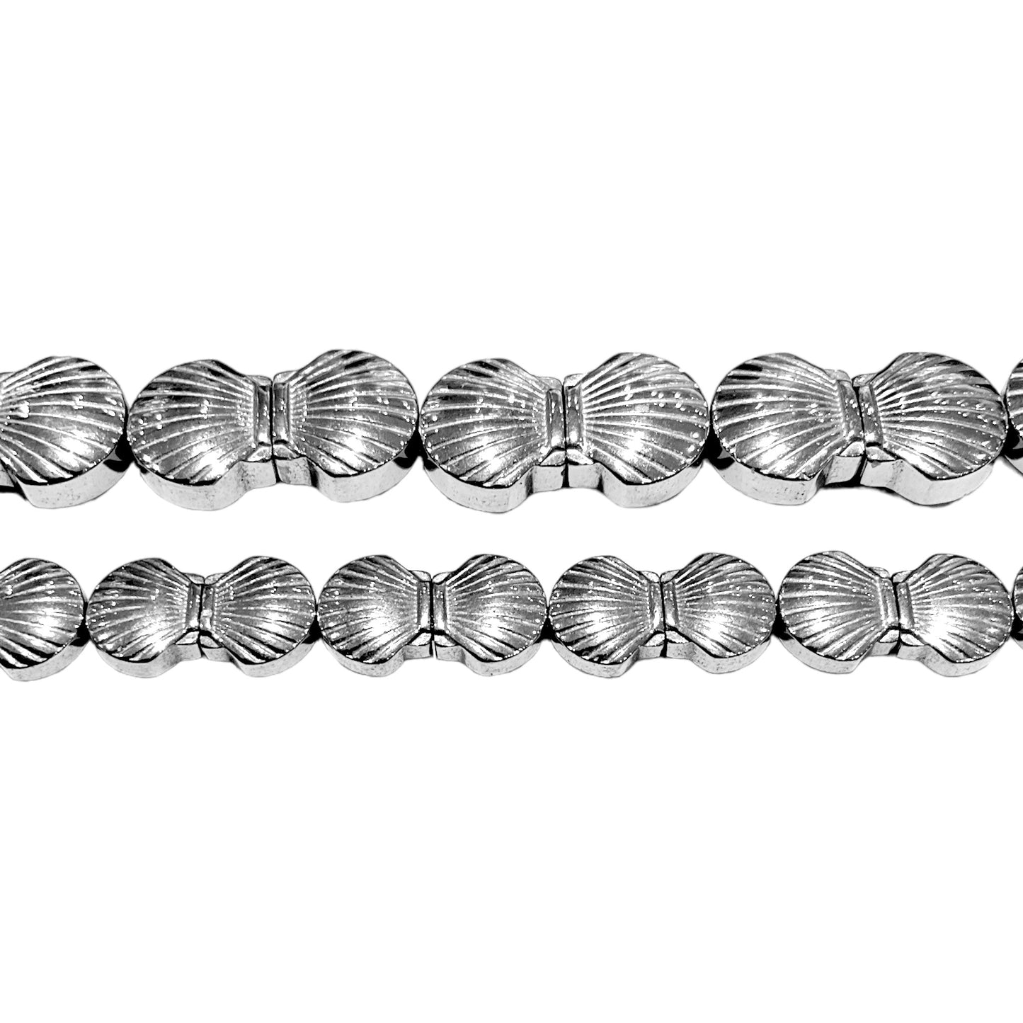 Fil de perle Hématite electroplaquée coquillage argentée claire - Foliesbijoux